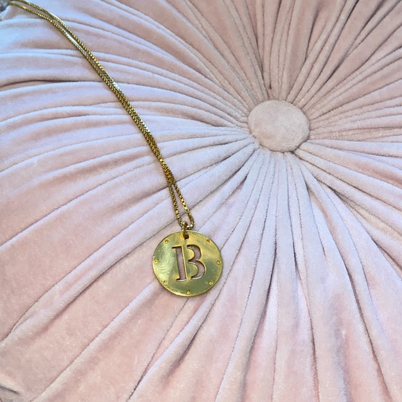 New W/ Tags Designer Julie Vos Monogrammed Initial B 23 K Gold Pendant Necklace - Picture 5 of 7